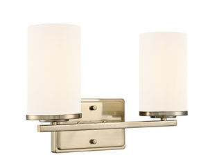 Vanity Fixtures 2 Lamps Verlana Vanity Light - Modern Gold - Etched White Glass - 14in. Wide