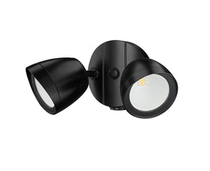 LED Flood Lights 20W Outdoor Dual-Head LED Flood Light - Powder Coated Black - 1,400 Lm - 5.4in Extension - 3000K Warm White