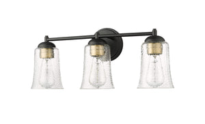 Vanity Fixtures 3 Lamps Abilene Vanity Light - Matte Black - Clear Chiseled Glass - 21.75in. Wide