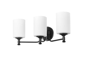 Vanity Fixtures 3 Lamps Ailey Vanity Light - Matte Black - Etched Opal White Glass - 21.625in. Wide