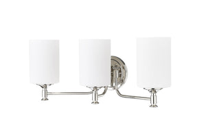 Vanity Fixtures 3 Lamps Ailey Vanity Light - Polished Nickel - Etched Opal White Glass - 21.625in. Wide