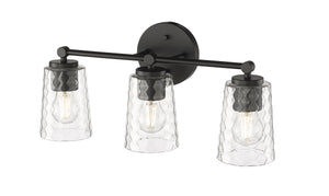 Vanity Fixtures 3 Lamps Ashli Vanity Light - Matte Black - Clear Honeycomb Glass - 20in. Wide