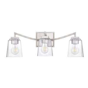 Vanity Fixtures 3 Lamps Avenna Vanity Light - Brushed Nickel - Clear Square Glass - 23.5in. Wide