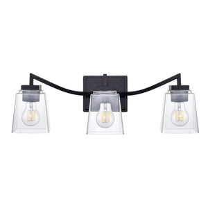 Vanity Fixtures 3 Lamps Avenna Vanity Light - Matte Black - Clear Square Glass - 23.5in. Wide