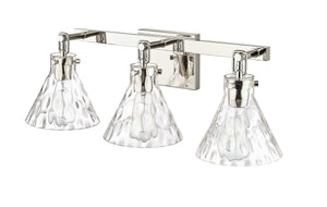 Vanity Fixtures 3 Lamps Barlon Vanity Light - Polished Nickel - Clear Water Glass - 25.5in. Wide