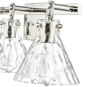 Vanity Fixtures 3 Lamps Barlon Vanity Light - Polished Nickel - Clear Water Glass - 25.5in. Wide