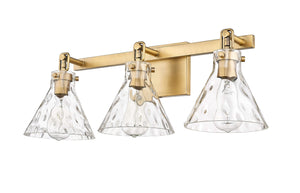 Vanity Fixtures 3 Lamps Barlon Vanity Light - Vintage Brass - Clear Water Glass - 25.5in. Wide