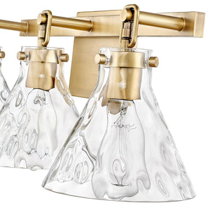 Vanity Fixtures 3 Lamps Barlon Vanity Light - Vintage Brass - Clear Water Glass - 25.5in. Wide