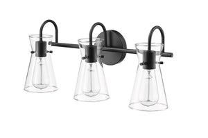 Vanity Fixtures 3 Lamps Camellia Vanity Light - Matte Black - Clear Glass - 22in. Wide