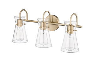 Vanity Fixtures 3 Lamps Camellia Vanity Light - Modern Gold - Clear Glass - 22in. Wide