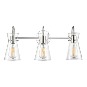 Vanity Fixtures 3 Lamps Camellia Vanity Light - Polished Nickel - Clear Glass - 22in. Wide