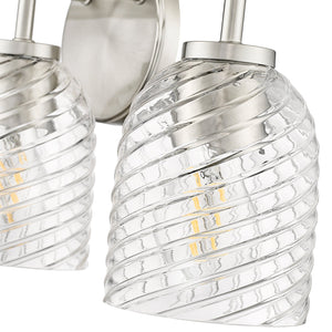 Vanity Fixtures 3 Lamps Catania Vanity Light - Brushed Nickel - Clear Swirl Glass - 22.8in. Wide