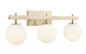 Vanity Fixtures 3 Lamps Coretta Vanity Light - Modern Gold - Frosted Fluted Glass - 26in. Wide