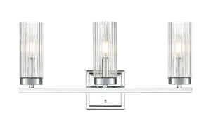 Vanity Fixtures 3 Lamps Iversen Vanity Light - Polished Chrome - Clear Reeded Glass - 21in. Wide