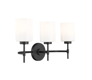 Vanity Fixtures 3 Lamps Keylee Vanity Light - Matte Black - Glossy Opal White Glass - 22in. Wide