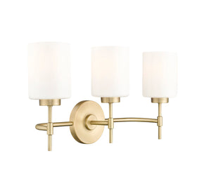 Vanity Fixtures 3 Lamps Keylee Vanity Light - Vintage Brass - Glossy Opal White Glass - 22in. Wide