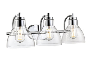 Vanity Fixtures 3 Lamps Knightsdale Vanity Light - Chrome - Clear Glass - 25.25in. Wide