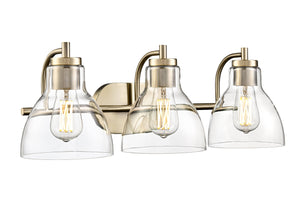 Vanity Fixtures 3 Lamps Knightsdale Vanity Light - Modern Gold - Clear Glass - 25.25in. Wide