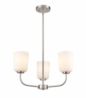 Chandeliers 3 Lamps Laphia Chandelier - Brushed Nickel - Etched Opal Glass - 21in Diameter - E26 Medium Base