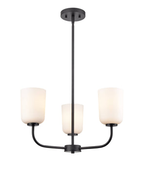 Chandeliers 3 Lamps Laphia Chandelier - Matte Black - Etched Opal Glass - 21in Diameter - E26 Medium Base