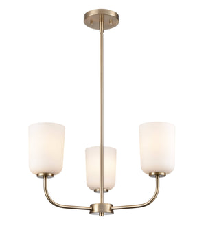 Chandeliers 3 Lamps Laphia Chandelier - Modern Gold - Etched Opal Glass - 21in Diameter - E26 Medium Base