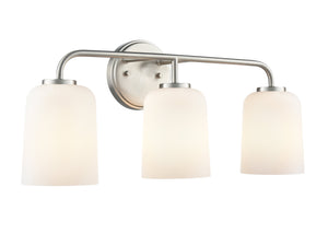 Vanity Fixtures 3 Lamps Laphia Vanity Light - Brushed Nickel - Etched Opal Glass - 22in. Wide