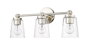 Vanity Fixtures 3 Lamps Lauryn Vanity Light - Polished Nickel - Clear Seeded Glass - 22in. Wide