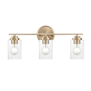 Vanity Fixtures 3 Lamps Moven Vanity Light - Modern Gold - Clear Seeded Glass - 22in. Wide