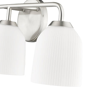 Vanity Fixtures 3 Lamps Norah Vanity Light - Brushed Nickel - Opal Ribbed Glass - 22.8in. Wide