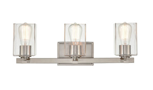 Vanity Fixtures 3 Lamps Ozark Vanity Light - Brushed Nickel - Clear Glass - 23in. Wide