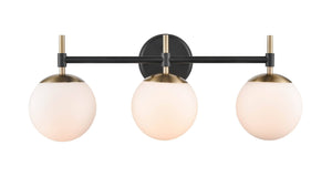 Vanity Fixtures 3 Lamps Redondo Vanity Light - Matte Black & Modern Gold - Opal Glass - 24in. Wide