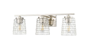 Vanity Fixtures 3 Lamps Saben Vanity Light - Polished Nickel - Clear Woven Glass - 23in. Wide