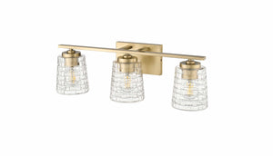 Vanity Fixtures 3 Lamps Saben Vanity Light - Vintage Brass - Clear Woven Glass - 23in. Wide