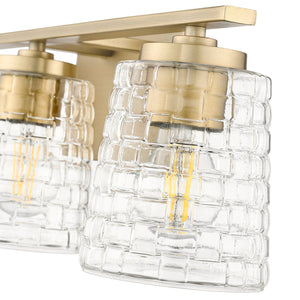 Vanity Fixtures 3 Lamps Saben Vanity Light - Vintage Brass - Clear Woven Glass - 23in. Wide