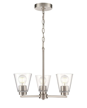 Chandeliers 3 Lamps Strayhan Chandelier - Brushed Nickel - Clear Glass - 18in Diameter - E26 Medium Base