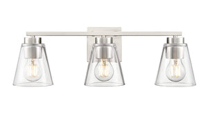 Vanity Fixtures 3 Lamps Strayhan Vanity Light - Brushed Nickel - Clear Glass - 22in. Wide