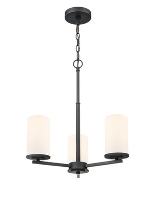 Chandeliers 3 Lamps Verlana Chandelier - Matte Black - Etched White Glass - 19in Diameter - E26 Medium Base