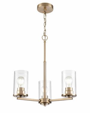Chandeliers 3 Lamps Verlana Chandelier - Modern Gold - Clear Glass - 19in Diameter - E26 Medium Base