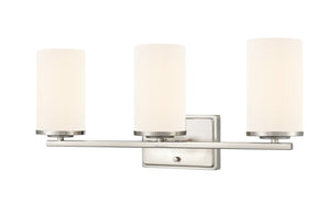 Vanity Fixtures 3 Lamps Verlana Vanity Light - Brushed Nickel - Etched White Glass - 22in. Wide