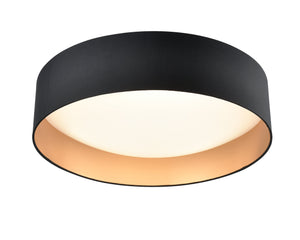 Flush Mounts LED 30W Rosata LED Flush Mount Fixture - Burnished Gold - Black Fabric - 20in. Diameter - 3000K Warm White
