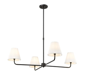 Chandeliers 4 Lamps Ami Chandelier - Matte Black - White Fabric Glass - 40in Diameter - E12 Candelabra Base