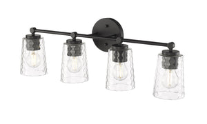 Vanity Fixtures 4 Lamps Ashli Vanity Light - Matte Black - Clear Honeycomb Glass - 28in. Wide