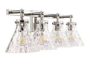 Vanity Fixtures 4 Lamps Barlon Vanity Light - Polished Nickel - Clear Water Glass - 34.75in. Wide