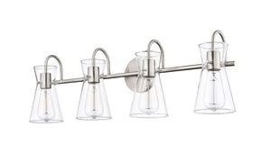 Vanity Fixtures 4 Lamps Camellia Vanity Light - Brushed Nickel - Clear Glass - 30.7in. Wide