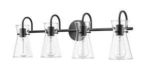 Vanity Fixtures 4 Lamps Camellia Vanity Light - Matte Black - Clear Glass - 30.7in. Wide