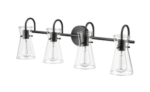 Vanity Fixtures 4 Lamps Camellia Vanity Light - Matte Black - Clear Glass - 30.7in. Wide