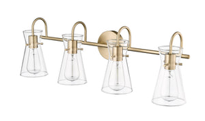 Vanity Fixtures 4 Lamps Camellia Vanity Light - Modern Gold - Clear Glass - 30.7in. Wide