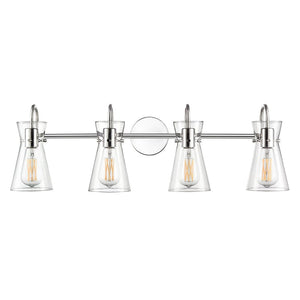 Vanity Fixtures 4 Lamps Camellia Vanity Light - Polished Nickel - Clear Glass - 30.75in. Wide