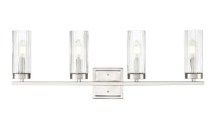 Vanity Fixtures 4 Lamps Iversen Vanity Light - Brushed Nickel - Clear Reeded Glass - 29.75in. Wide