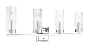Vanity Fixtures 4 Lamps Iversen Vanity Light - Polished Chrome - Clear Reeded Glass - 29.75in. Wide